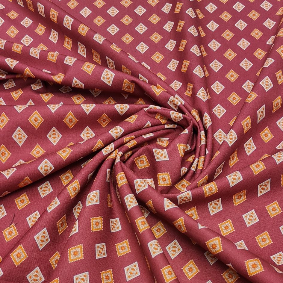 Mantire Special Cotton Blended Floral Fabric for shirt and short Kurta colour maroon