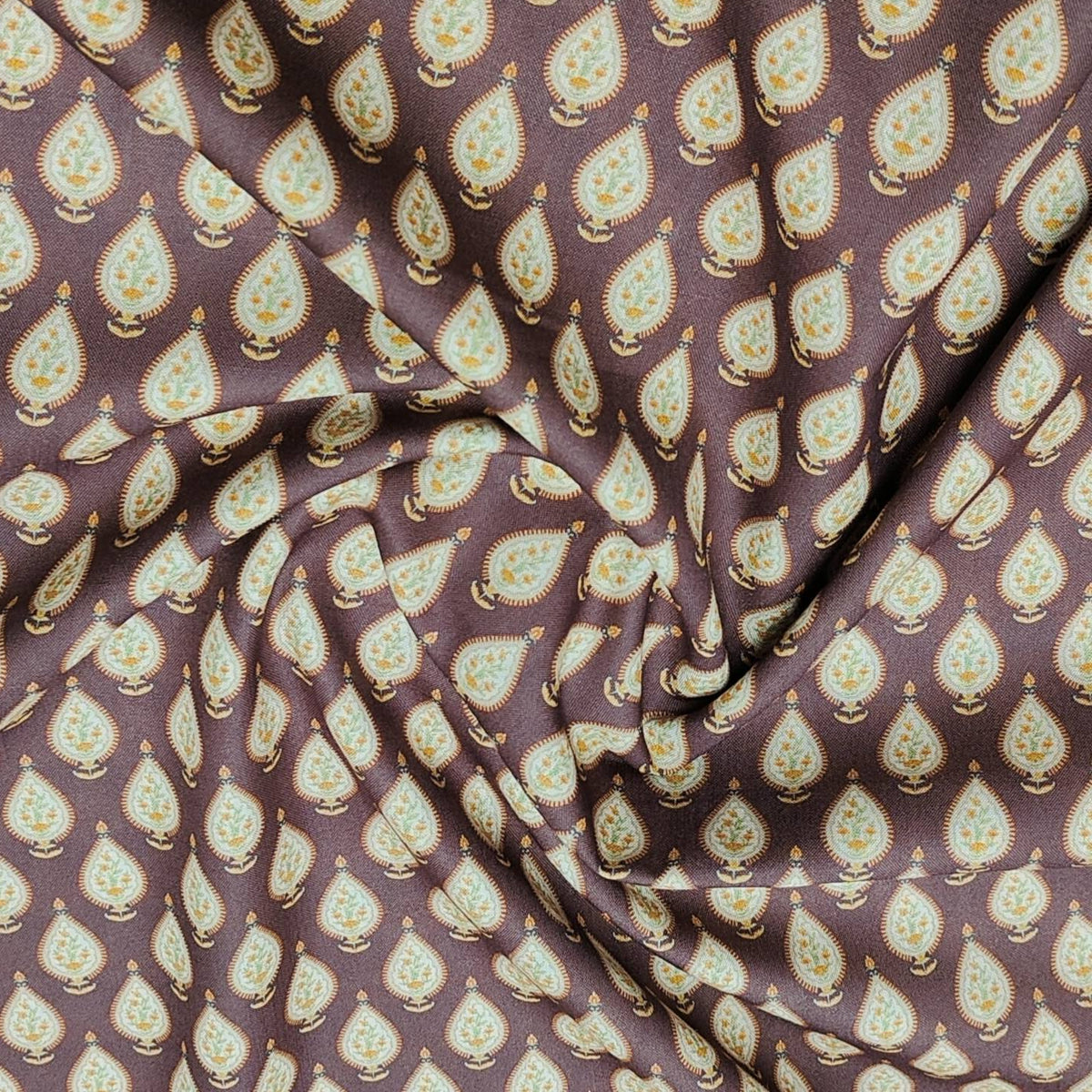 Mantire Special Cotton Blended Floral Fabric for shirt and short Kurta colour Dark Brown