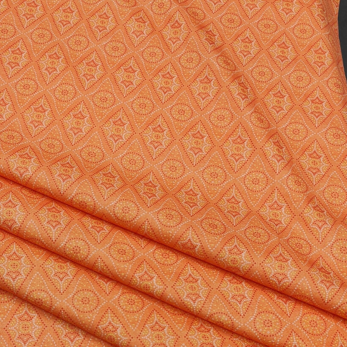 Mantire Special Cotton Blended Floral Chunari Fabric for shirt and short Kurta colour Light orange