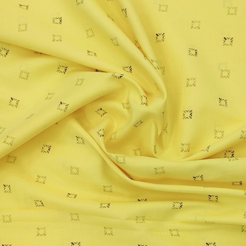 linen club cotton and linen mix printed shirt fabric colour yellow