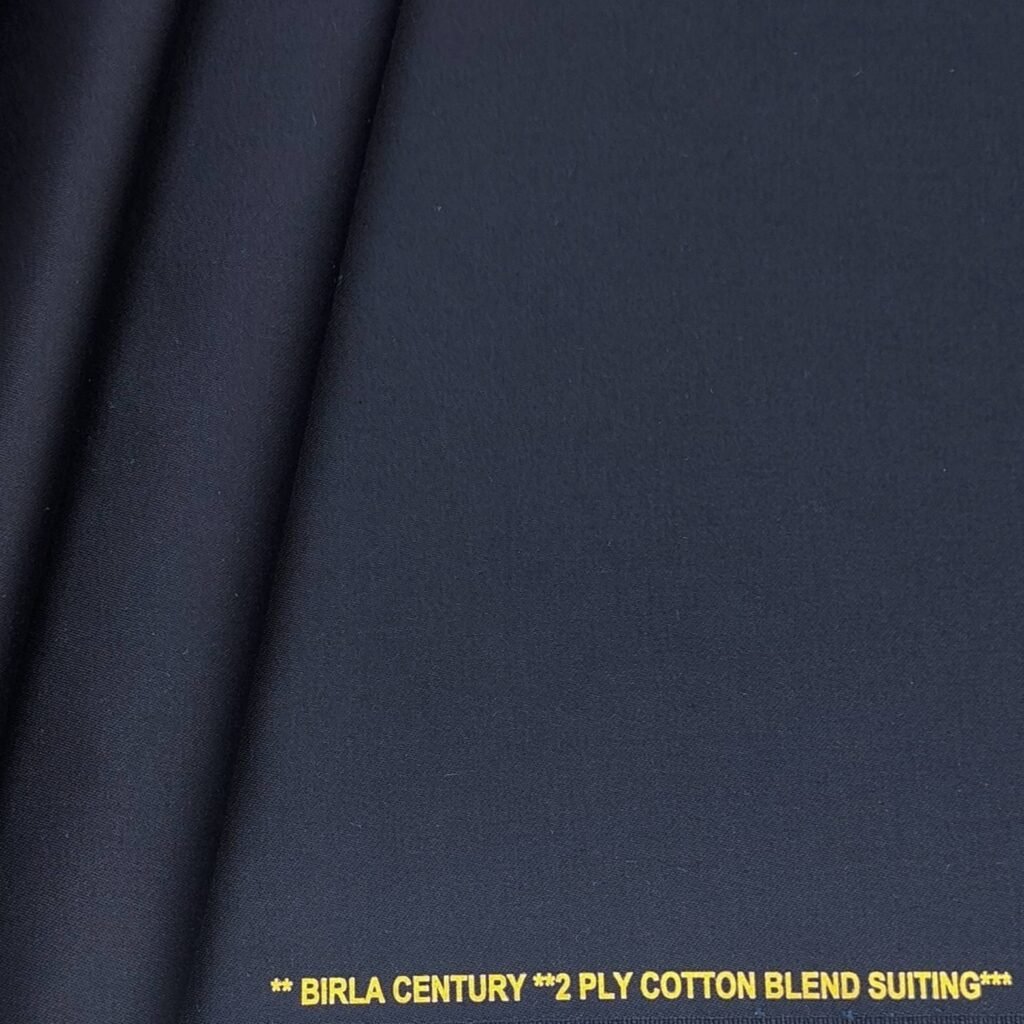 Birla Century Pure Cotton Plain Dark Blue Trouser fabric