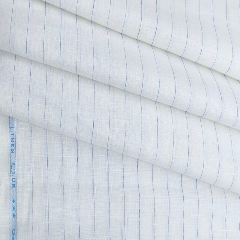 linen club pure linen 60 lea white shirt fabric with blue lining