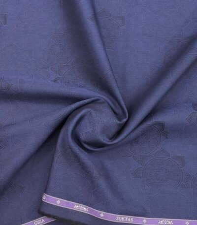 soktas dark blue premium jacquard shirt fabric for men