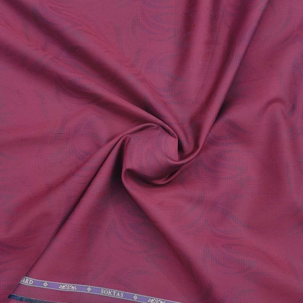 soktas premium jacquard redish maroon shirt fabric