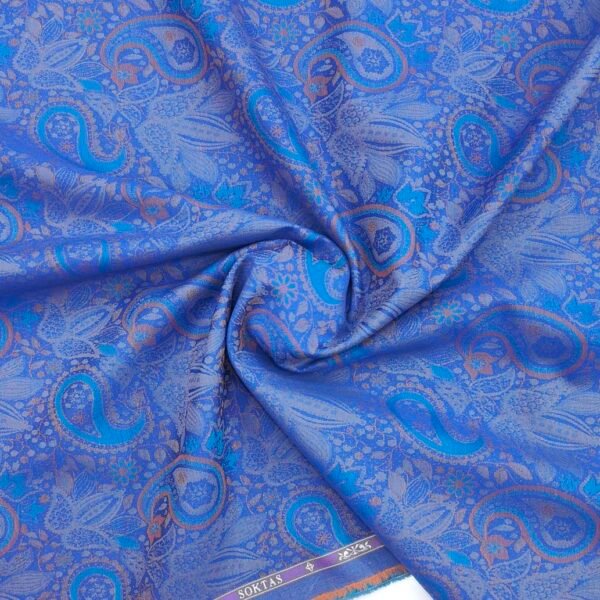 soktas royal blue jacquard shirt fabric