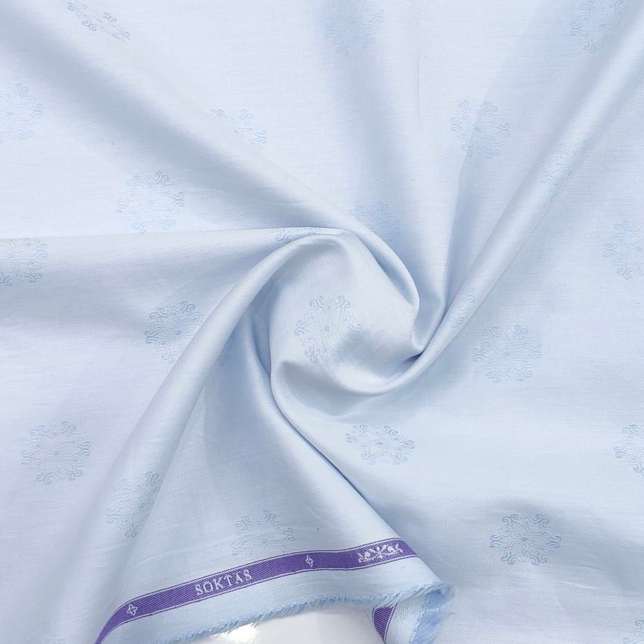 soktas sky blue premium jacquard shirt fabric