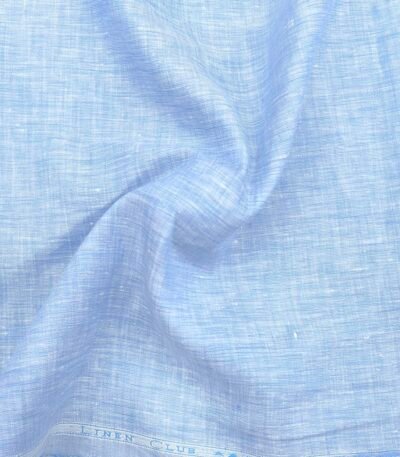 Linen Club Pure Linen 60 Lea Plain shirt fabric colour light blue