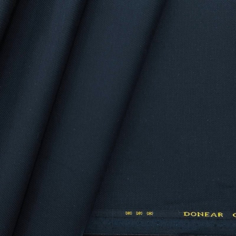 Donear Dark Blue Self Textured Pure cotton trouser fabric