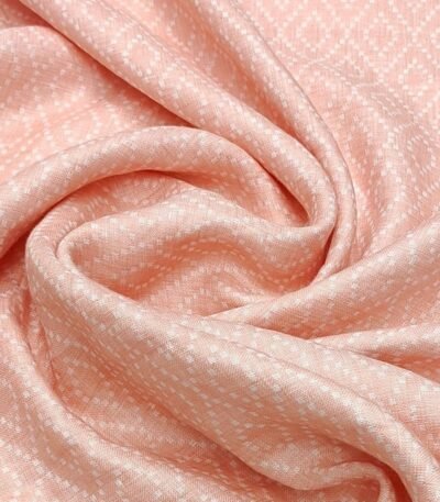 Solino Pure linen Premium Jacquard shirt fabric colour creamy peach