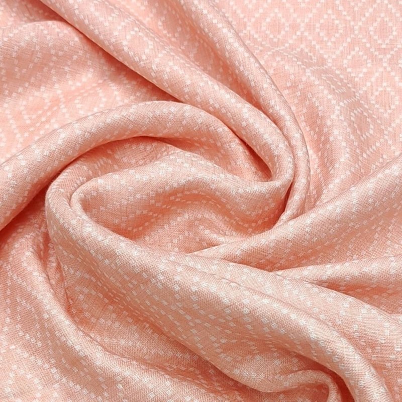 Solino Pure linen Premium Jacquard shirt fabric colour creamy peach