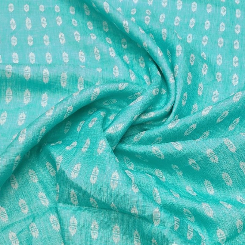 Solino Pure linen 60lea Aqua Blue Jacquard shirt fabric