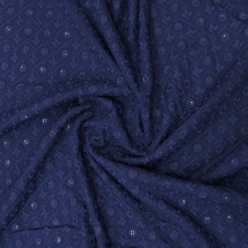 ManTire Chikankari blue kurta fabric for men