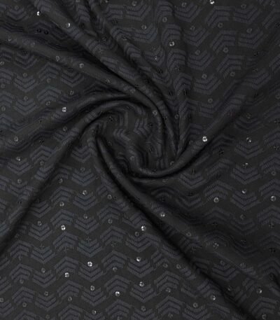 ManTire black sequin lucknowi kurta fabric for men