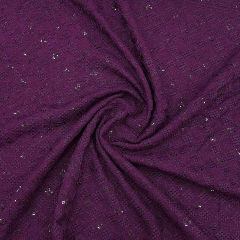 ManTire Chickankari kurta fabric wine colour