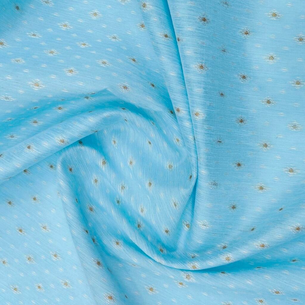 Mantire Chanderi silk butta light blue colour kurta fabric for men