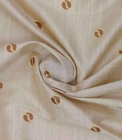ManTire Pure Silk Embroidery Butta Kurta Fabric colour Beige