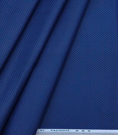 Raymond Self Dotted Dark blue Polyester cotton premium Shirt Fabric