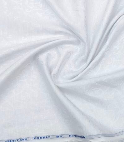 Raymond Polyester cotton Premium white jacquard shirt n kurta fabric