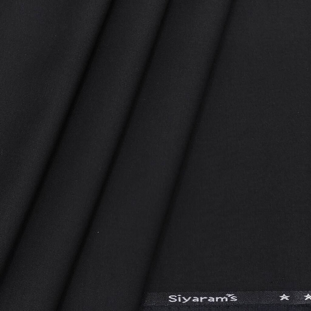 Siyaram Black Matti plain trouser fabric for men